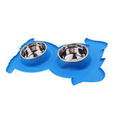 Maxbell No-Spill and Non-Skid Pet Double Bowl Dog Cat Food Water Feeder  Blue