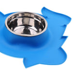 Maxbell No-Spill and Non-Skid Pet Double Bowl Dog Cat Food Water Feeder  Blue