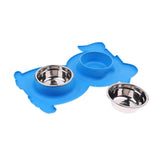 Maxbell No-Spill and Non-Skid Pet Double Bowl Dog Cat Food Water Feeder  Blue