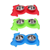 Maxbell No-Spill and Non-Skid Pet Double Bowl Dog Cat Food Water Feeder  Blue