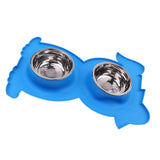 Maxbell No-Spill and Non-Skid Pet Double Bowl Dog Cat Food Water Feeder  Blue