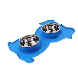 Maxbell No-Spill and Non-Skid Pet Double Bowl Dog Cat Food Water Feeder  Blue