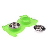 Maxbell No-Spill and Non-Skid Pet Double Bowl Dog Cat Food Water Feeder  Green