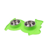 Maxbell No-Spill and Non-Skid Pet Double Bowl Dog Cat Food Water Feeder  Green