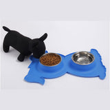 Maxbell No-Spill and Non-Skid Pet Double Bowl Dog Cat Food Water Feeder  Green