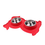 Maxbell No-Spill and Non-Skid Pet Double Bowl Dog Cat Food Water Feeder  Red