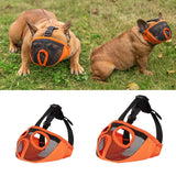 Maxbell Pet Bulldog Mesh Mouth Muzzle Short Nasal Dog Anti Bite Mask Orange M