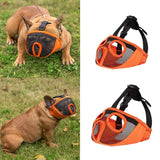 Maxbell Pet Bulldog Mesh Mouth Muzzle Short Nasal Dog Anti Bite Mask Orange M