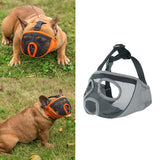 Maxbell Pet Bulldog Mesh Mouth Muzzle Short Nasal Dog Anti Bite Mask Gray M