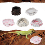 Maxbell 2xResin Rock Bowl Food Water Dish Feeder Plate for Terrarium Reptile Tank  3