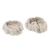 Maxbell 2xResin Rock Bowl Food Water Dish Feeder Plate for Terrarium Reptile Tank  4