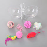 Maxbell Funny Pet Cat Bundle Toys Feather Fake Mouse Kitty Kitten Teaser Playing Toy Pink