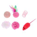 Maxbell Funny Pet Cat Bundle Toys Feather Fake Mouse Kitty Kitten Teaser Playing Toy Pink