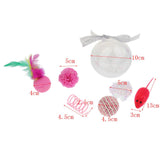 Maxbell Funny Pet Cat Bundle Toys Feather Fake Mouse Kitty Kitten Teaser Playing Toy Pink