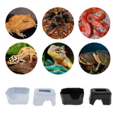 Maxbell 2Pcs Reptile Shelter Hiding Cave Food Bowl For Lizards Gecko Spider Frog Black