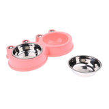 Maxbell Frog Shape Dog Feeder Double Food Bowls Water Dish  Pink