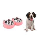 Maxbell Frog Shape Dog Feeder Double Food Bowls Water Dish  Pink