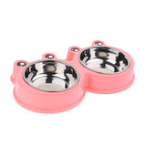 Maxbell Frog Shape Dog Feeder Double Food Bowls Water Dish  Pink