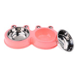 Maxbell Frog Shape Dog Feeder Double Food Bowls Water Dish  Pink