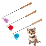 Maxbell Pet Kitten Cat Teaser Leather Toys Interactive Fun Chaser Wand Telescopic Red