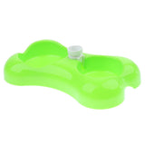 Maxbell Pet Dog Cat Double Bowl Drinking Fountain Plastic Water Food Feeder Green