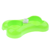 Maxbell Pet Dog Cat Double Bowl Drinking Fountain Plastic Water Food Feeder Green