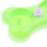 Maxbell Pet Dog Cat Double Bowl Drinking Fountain Plastic Water Food Feeder Green