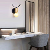 Maxbell Nordic Style Living Room Wooden Antlers Modeling Lamp Head Wall Lamp Black