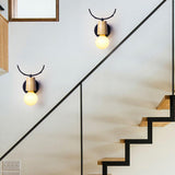 Maxbell Nordic Style Living Room Wooden Antlers Modeling Lamp Head Wall Lamp Black