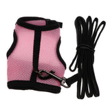 Maxbell Hamster Rabbit Guinea Pig Rat Ferret Breathable Mesh Harness Leash Pink S