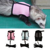 Maxbell Hamster Rabbit Guinea Pig Rat Ferret Breathable Mesh Harness Leash Pink S
