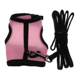 Maxbell Hamster Rabbit Guinea Pig Rat Ferret Breathable Mesh Harness Leash Pink S