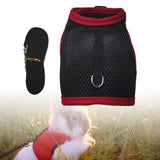 Maxbell Hamster Rabbit Guinea Pig Rat Ferret Breathable Mesh Harness Leash Black S