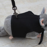 Maxbell Hamster Rabbit Guinea Pig Rat Ferret Breathable Mesh Harness Leash Black L