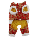 Maxbell Red Chinese Style New Year Festive Dog Tang Suit Four Legged Jumpsuit S
