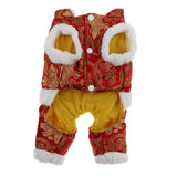 Maxbell Red Chinese Style New Year Festive Dog Tang Suit Four Legged Jumpsuit S