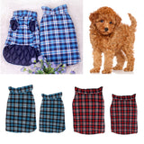 Maxbell Windproof British Style Plaid Dog Vest Winter Coat Warm Apparel Cold Weather Blue M