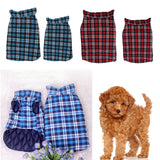 Maxbell Windproof British Style Plaid Dog Vest Winter Coat Warm Apparel Cold Weather Blue M