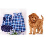 Maxbell Windproof British Style Plaid Dog Vest Winter Coat Warm Apparel Cold Weather Blue M