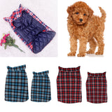 Maxbell Windproof British Style Plaid Dog Vest Winter Coat Warm Apparel Cold Weather Blue M
