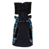 Maxbell Windproof British Style Plaid Dog Vest Winter Coat Warm Apparel Cold Weather Blue XL
