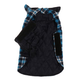 Maxbell Windproof British Style Plaid Dog Vest Winter Coat Warm Apparel Cold Weather Blue XL
