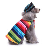 Maxbell Pet Costume, S/L,Dog Puppy Mexican Serape Poncho with Black Hat Halloween L