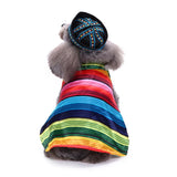 Maxbell Pet Costume, S/L,Dog Puppy Mexican Serape Poncho with Black Hat Halloween L