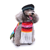 Maxbell Pet Costume, S/L,Dog Puppy Mexican Serape Poncho with Black Hat Halloween L