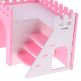Maxbell Hamster Guinea Pig House Hideout Playground Exercise Toy With Ladder Pink