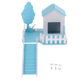 Maxbell Small Pet Nest Hamster House Cage Villa Fence 3 in 1 with Ladder Blue