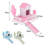 Maxbell Small Pet Nest Hamster House Cage Villa Fence 3 in 1 with Ladder Blue