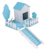 Maxbell Small Pet Nest Hamster House Cage Villa Fence 3 in 1 with Ladder Blue