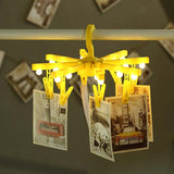 Maxbell LED Light with Clothespins, Clip, for Hanging Pictures, Photos, Artworks,Etc Yellow